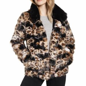 🔥 Sam Edelman Patched Leopard Faux Fur Jacket 🔥